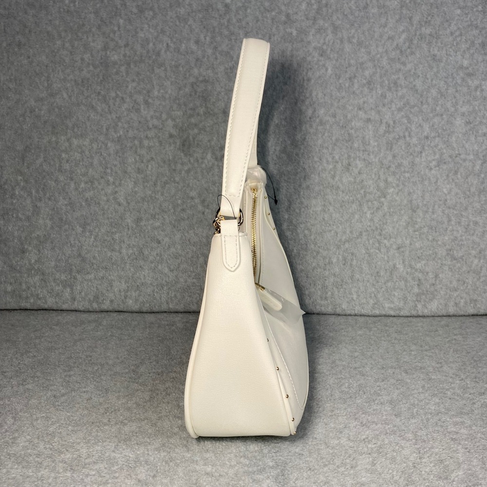 True Religion Crescent Hobo Bag Women's Small Cream Studded Y2K Shoulder Bag NWT - Picture 4 of 13